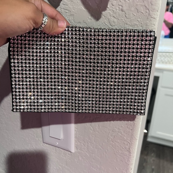 Source Unknown Black and Silver Rhinestone Clutch - Picture 1 of 5
